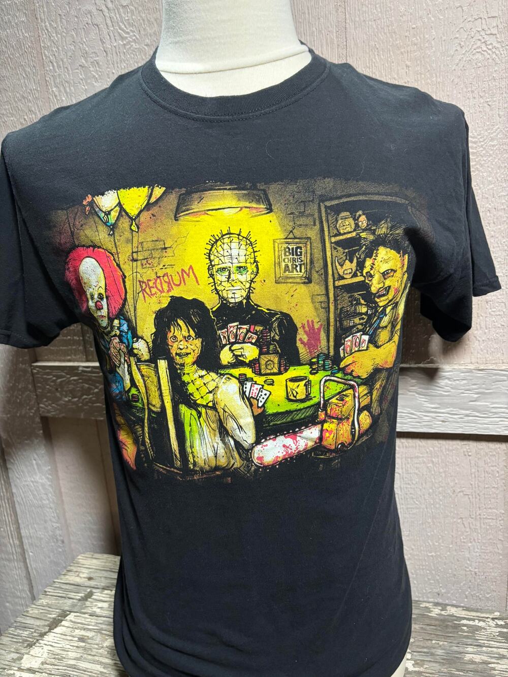 Horror Villain Black T-Shirt Size Medium leatherface pennywise pinhead